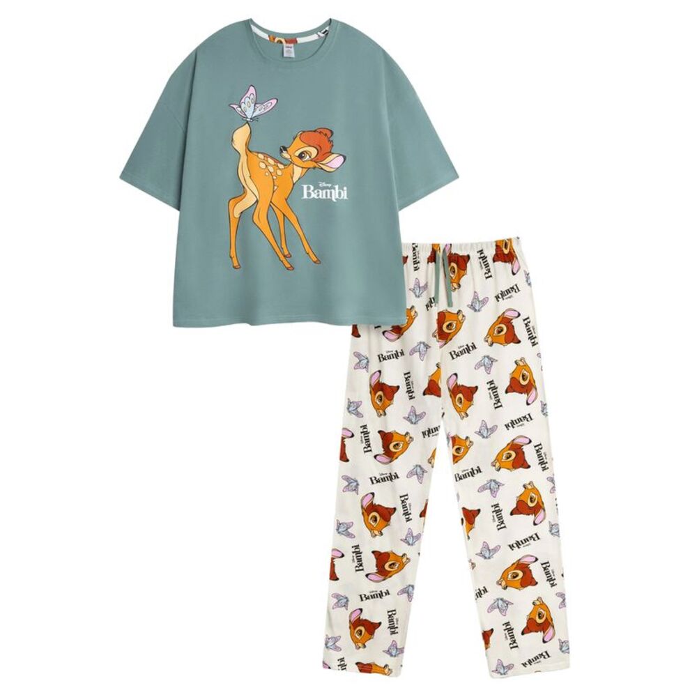 Bambi Womens/Ladies Logo Short-Sleeved Long Pyjama Set / Multicolored